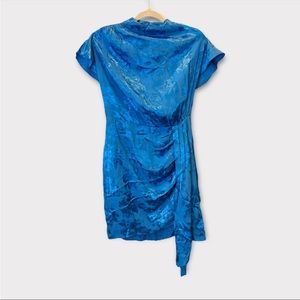 Saylor Cindylou Dress Cerulean Blue Satin Jacquard Cocktail Size Small